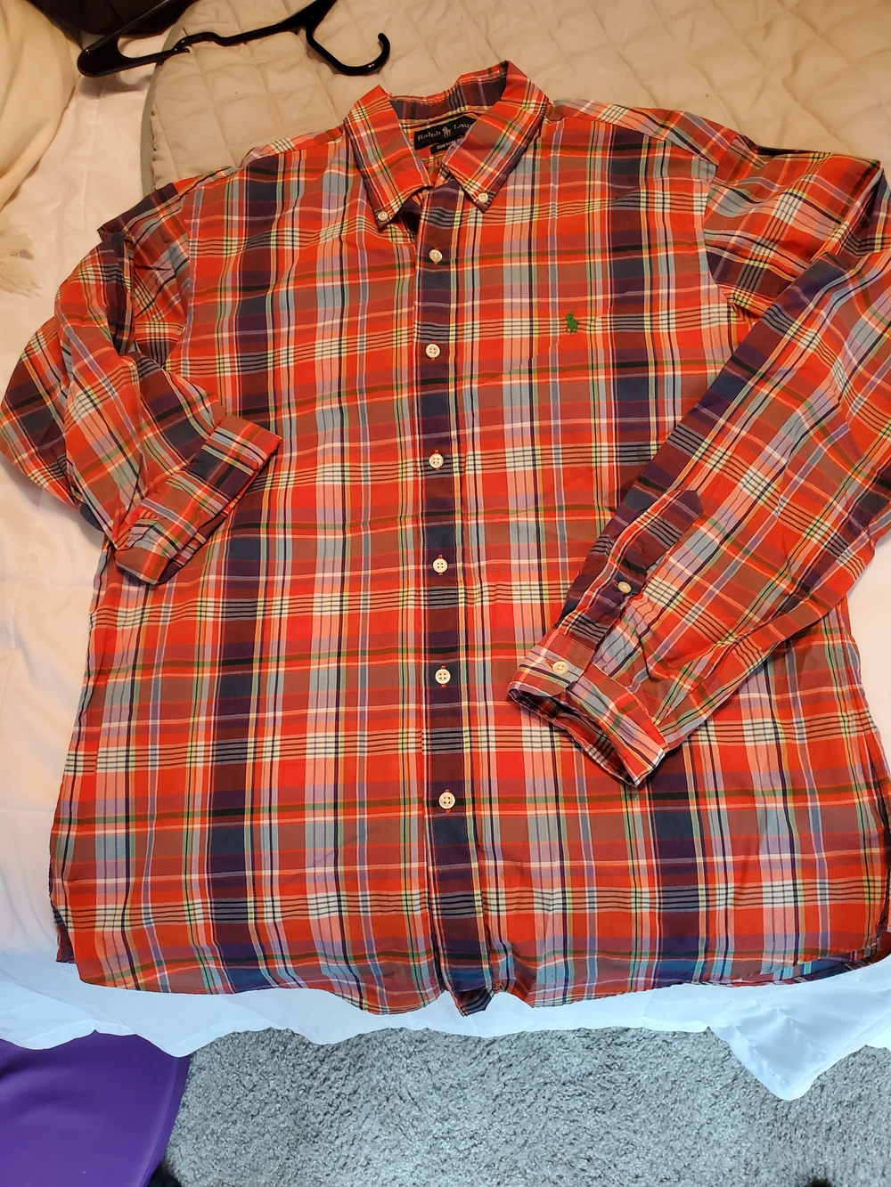 Polo by Ralph Lauren Orange & Navy Plaid Button-Down Shirt